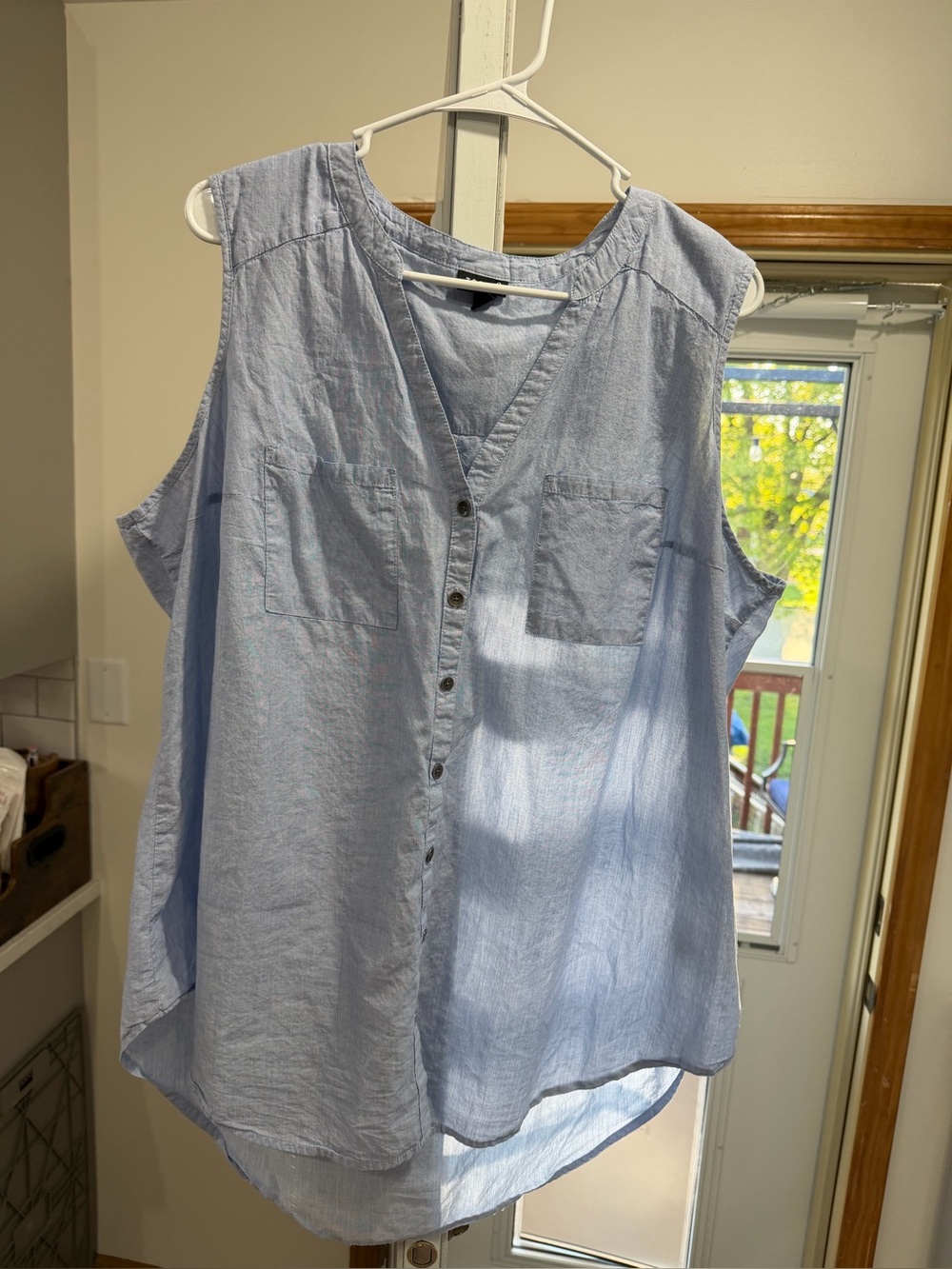 torrid Light Blue Sleeveless Button-Front Top